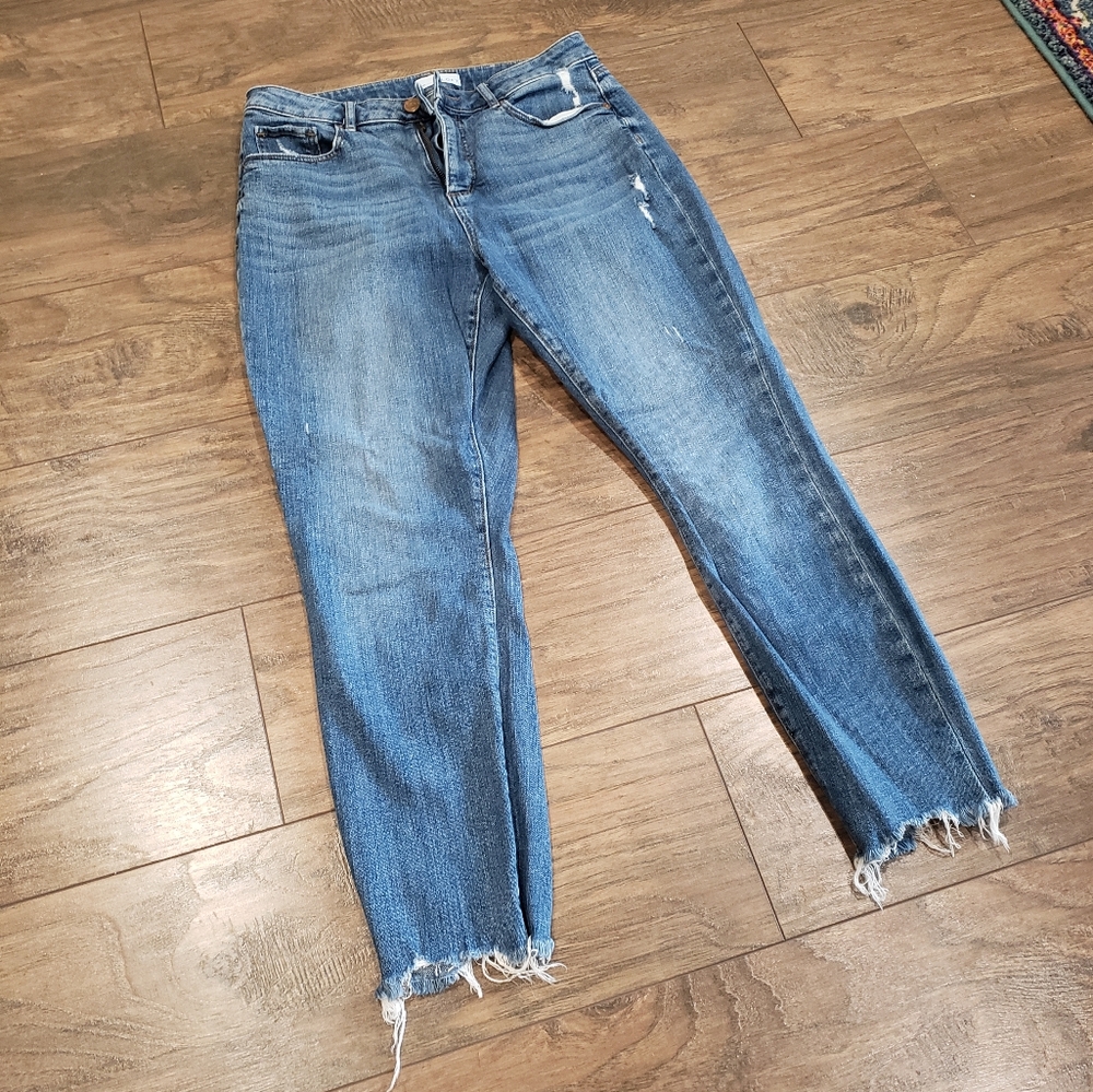 LOFT Curvy High Waist Raw Hem Skinny Ankle Jeans Size 28/6